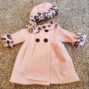 Adorable pink coat with matching hat